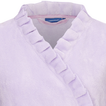Load image into Gallery viewer, Close up of the frill on the front of the lilac morning gown
