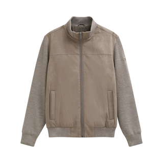 Brown jacket with gray sleeves on a white background