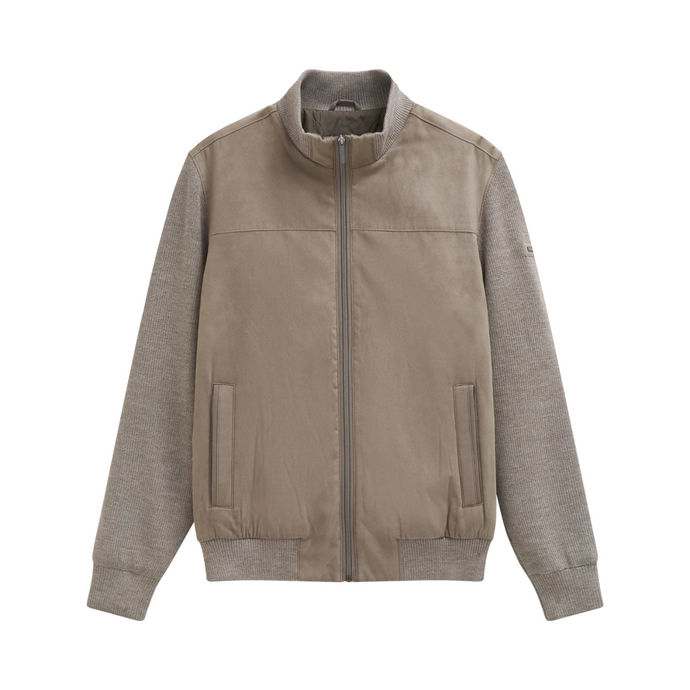 Brown jacket with gray sleeves on a white background