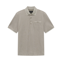 Load image into Gallery viewer, Gray polo shirt with white trim on a white background
