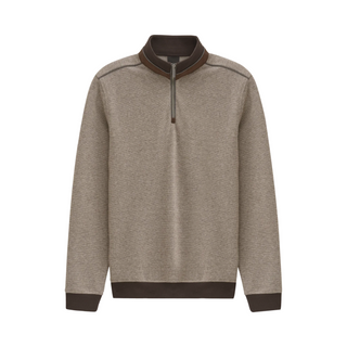 Beige sweater with brown accents on a white background