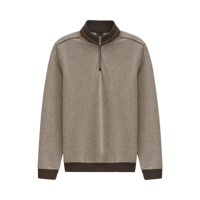 Beige sweater with brown accents on a white background