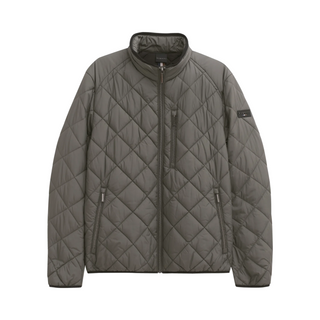 Quilted jacket with diamond pattern on a white background