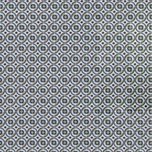Load image into Gallery viewer, Patterned fabric with circular design in blue, green, and gray on a white background
