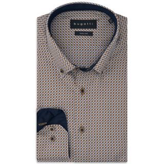 Patterned shirt with Bugatti label on a white background
