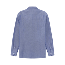Load image into Gallery viewer, Back view of Bugatti Soft Cotton Shirt, in blue with a white background.
