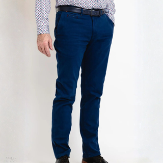 Person wearing blue pants on a white background
