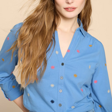 Load image into Gallery viewer, Annie Embroidered Jersey Shirt | Blue
