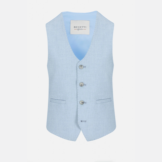 Light blue vest with a blue lining on a white background