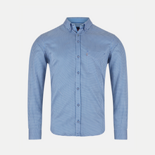 Load image into Gallery viewer, Blue checkered shirt on a light gray background
