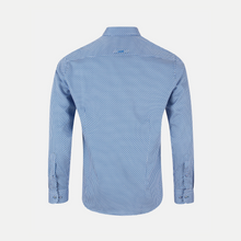 Load image into Gallery viewer, Blue checkered shirt on a light gray background
