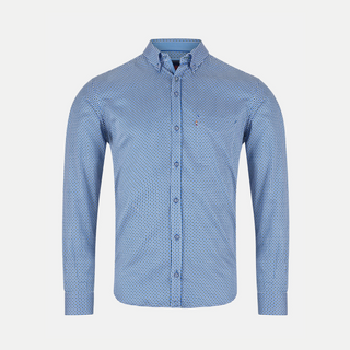 Blue checkered shirt on a light gray background