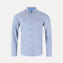 Load image into Gallery viewer, Blue checkered shirt on a light gray background

