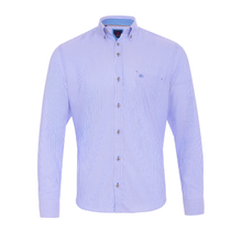 Load image into Gallery viewer, Light blue striped shirt on a white background

