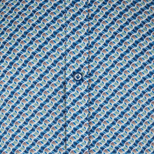 Load image into Gallery viewer, Close-up of a blue and brown patterned fabric
