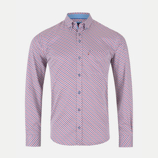 Patterned shirt on a light gray background