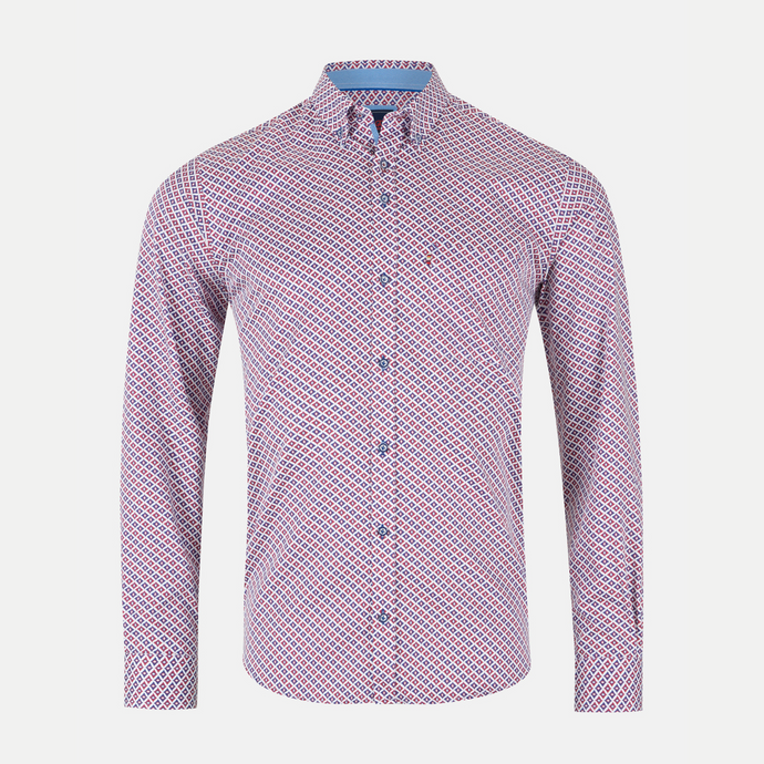 Patterned shirt on a light gray background