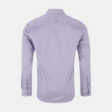 Load image into Gallery viewer, Long-sleeve shirt with a geometric pattern on a light gray background
