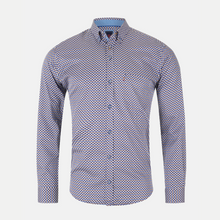 Load image into Gallery viewer, Patterned shirt on a light gray background
