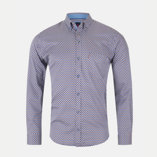 Patterned shirt on a light gray background