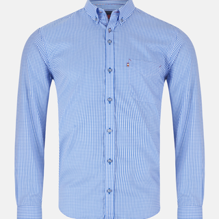 Blue checkered shirt on a white background