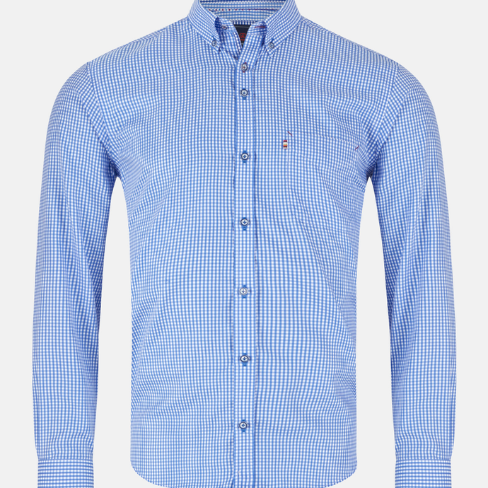 Blue checkered shirt on a white background