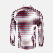 Load image into Gallery viewer, Red and white checkered shirt on a light gray background
