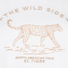Load image into Gallery viewer, Close up of Esqualo T-Shirt with Animal Print in Sand/White.
