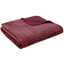 Load image into Gallery viewer, A folded textured throw blanket in a deep burgundy or maroon color, shown against a plain white background.
