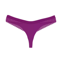 Load image into Gallery viewer, A frontal product shot of the Aura Spotlight Thong in Violet.
