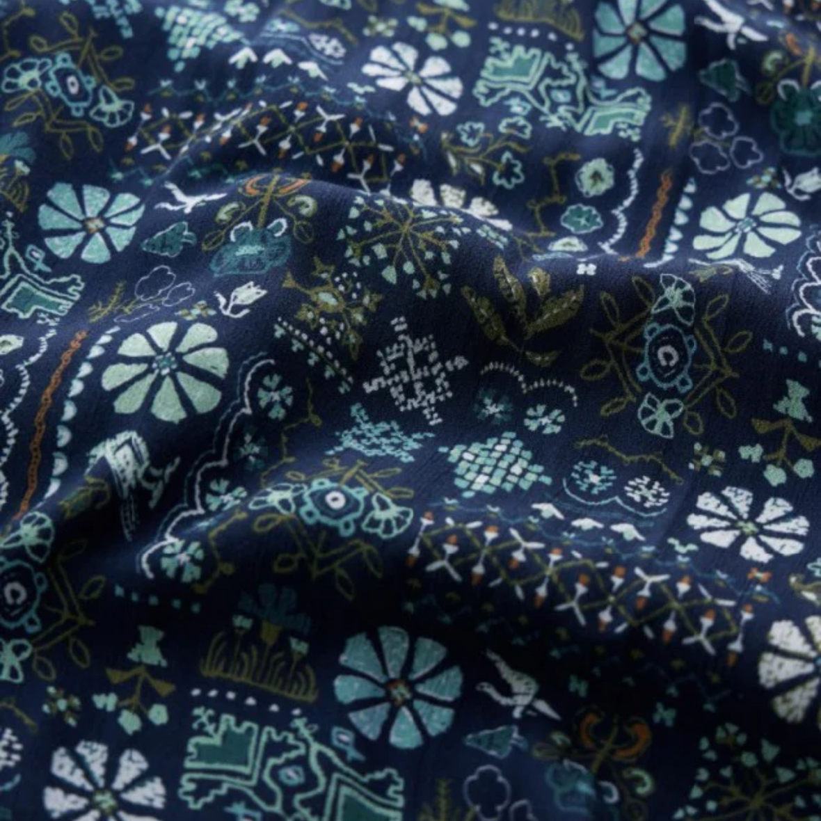 seasalt dress in navy print closeup