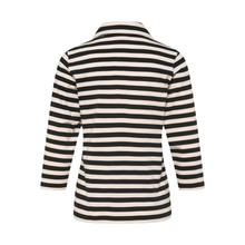 Load image into Gallery viewer, Black and white striped shirt on a white background

