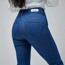 Load image into Gallery viewer, Close up of Back of model wearing Salsa Secret Cropped Medium Rise, with a white background.
