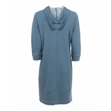 Load image into Gallery viewer, Back of Squesto Soft Denim Dress with Hood
