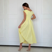 Load image into Gallery viewer, Back view of Girl In Mind Betty Asymmetric Dress Lemon
