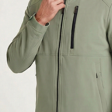 Load image into Gallery viewer, Man in Sage green Jacket with Zip detail 
