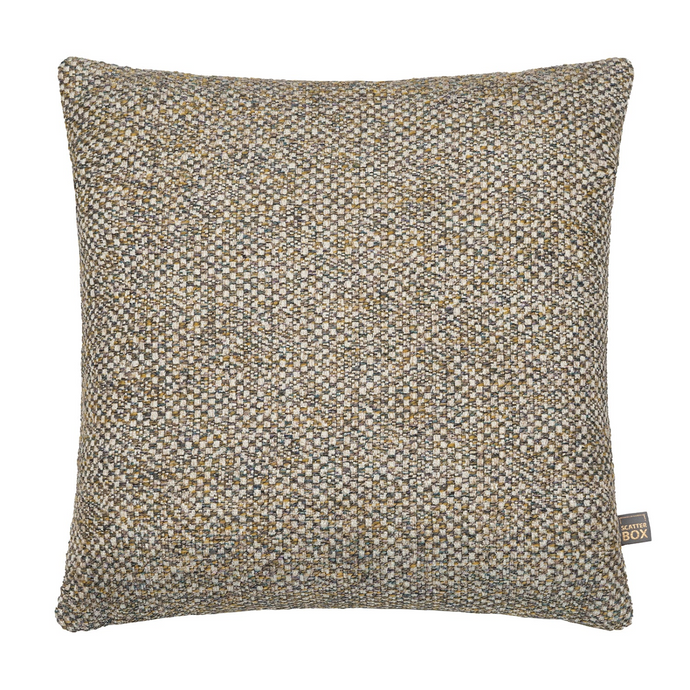 Front side of cushion showing tweed detail