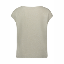 Load image into Gallery viewer, Back view of Betty Barclay Leaves Top in Khaki, on a white background.
