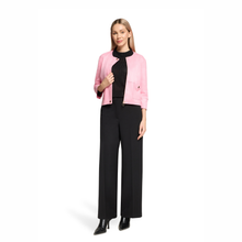 Load image into Gallery viewer, Full view of Model wearing Betty Barclay in Sea Pink  3/4 sleeve Blazer, with white background.
