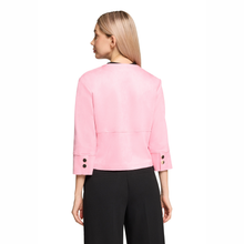 Load image into Gallery viewer, Back view of Model wearing Betty Barclay in Sea Pink  3/4 sleeve Blazer, with white background.
