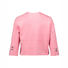 Load image into Gallery viewer, Back view of Betty Barclay in Sea Pink  3/4 sleeve Blazer, with white background.
