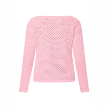 Load image into Gallery viewer, Back view of Betty Barclay Boat Neck Jumper in Sea Pink, with a white background.
