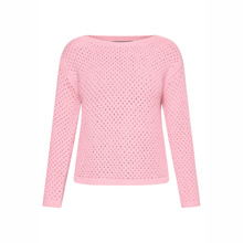 Load image into Gallery viewer, Front view of  Betty Barclay Boat Neck Jumper in Sea Pink, with a white background.
