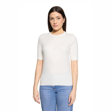 Load image into Gallery viewer, Model wearing Betty Barclay Knitted Top in Offwhite, with a white background.
