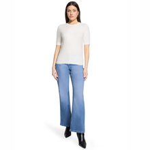 Load image into Gallery viewer, Full view of Model wearing Betty Barclay Knitted Top in Offwhite, with a white background.
