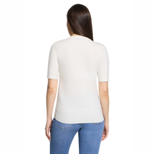 Load image into Gallery viewer, Back view of Model wearing Betty Barclay Knitted Top in Offwhite, with a white background.
