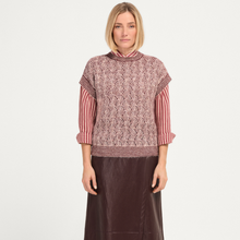 Load image into Gallery viewer, Woman in knitwear vest with skirt and blouse 
