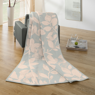 Soft Pastel Leave design throw over the back of chair 