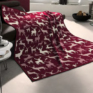 Biederlack Reindeers Red Cotton Home Throw