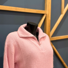 Load image into Gallery viewer, Side shot of Twins The Label Breckenridge set up on a mannequin, in Baby Pink, with blue and brown wooden background.
